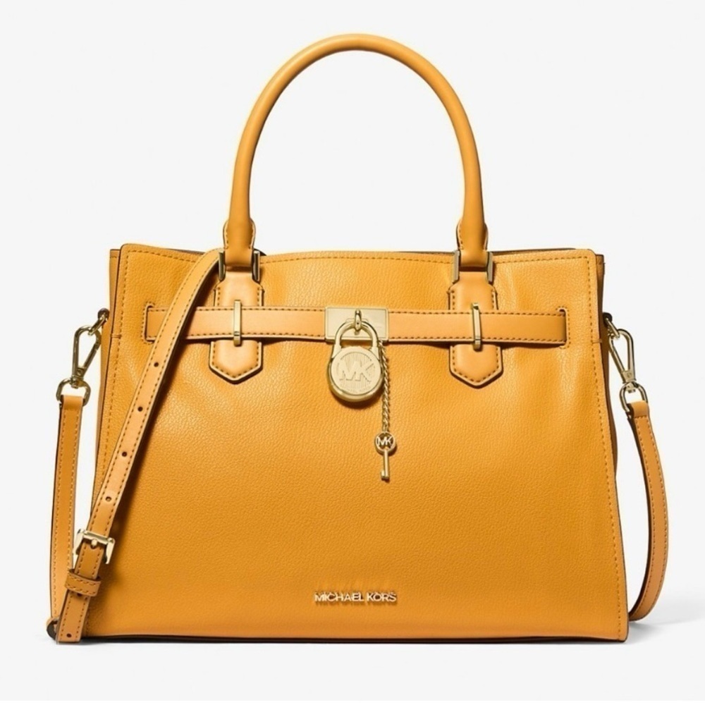 Michael Kors Hamilton Medium Leather Satchel Cider Nwot With Dust Bag!
